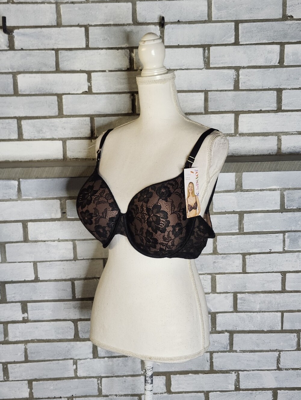• Joyspun Smooth Lace T-Shirt Bra 40D Black Moroccan Brown Full Coverage NWT